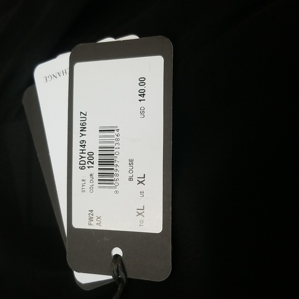 NWT A/X Armani Exchange Size XL Black Blouse - Picture 7 of 11